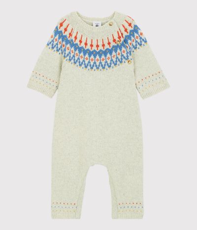 Combinaison longue jacquard bébé en tricot avec laine