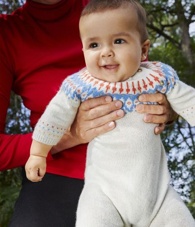 Combinaison longue jacquard bébé en tricot avec laine