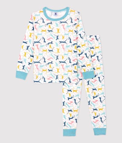 Pyjama imprimé chats petite fille/petit garçon en coton et lyocell