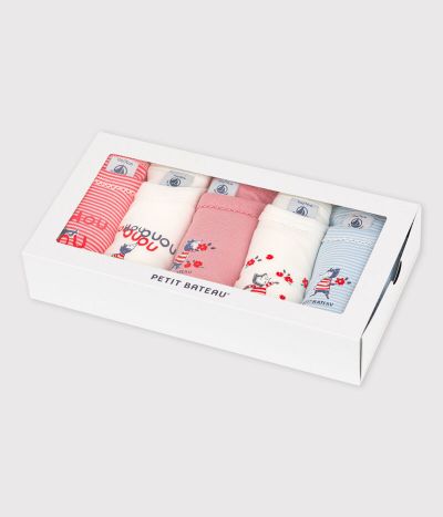 Lot de 5 bodies manches longues bébé fille en coton