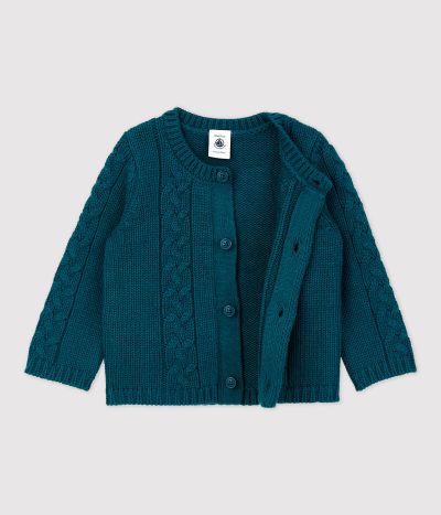 Cardigan en laine et coton bébé.