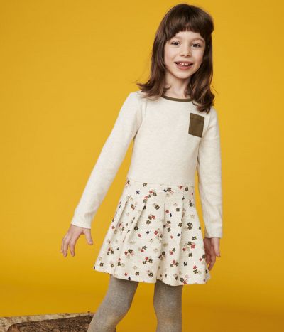 Robe manches longues en coton  enfant fille