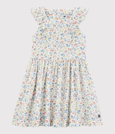 Robe manches courtes en popeline enfant fille