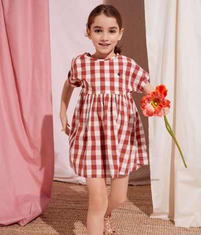 Robe manches courtes en popeline enfant fille