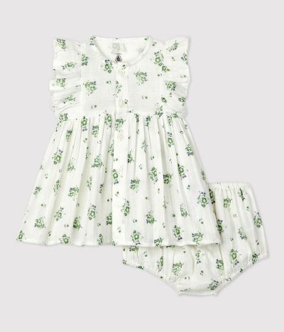 Robe avec bloomer imprimé fleuri en gaze de coton bio bébé