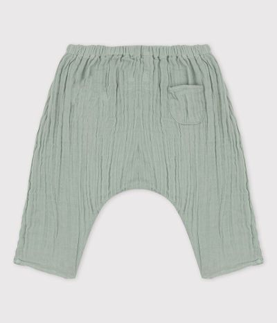 Pantalon sarouel uni en gaze de coton bio bébé