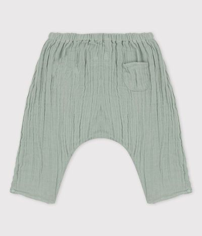 Pantalon sarouel uni en gaze de coton bio bébé