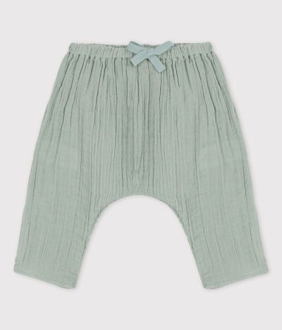 Pantalon sarouel uni en gaze de coton bio bébé