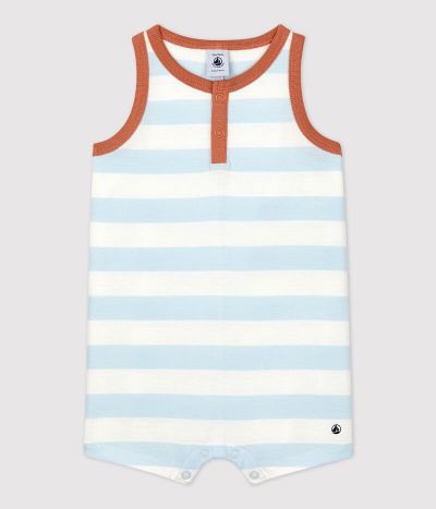 Combinaison courte rayée en jersey bébé