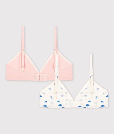 Lot de 2 soutiens-gorge cœurs fille en coton et élasthanne