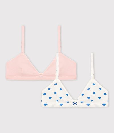 Lot de 2 soutiens-gorge cœurs fille en coton et élasthanne