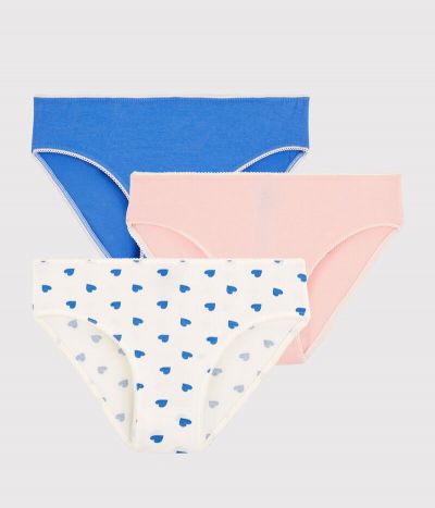 Lot de 3 culottes cœurs fille en coton et élasthanne