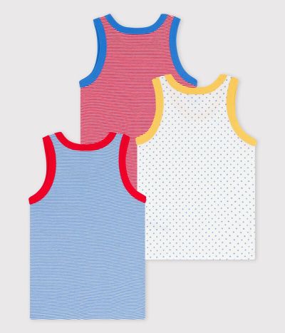 Lot de 3 débardeurs milleraies petit garçon en coton biologique
