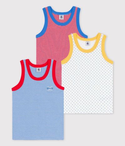 Lot de 3 débardeurs milleraies petit garçon en coton biologique