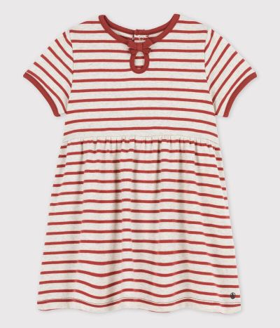 Robe manches courtes rayée en coton bio bébé