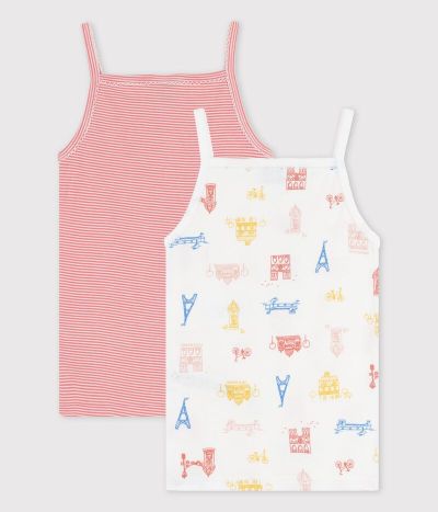 Lot de 2 chemises à bretelles Paris petite fille en coton