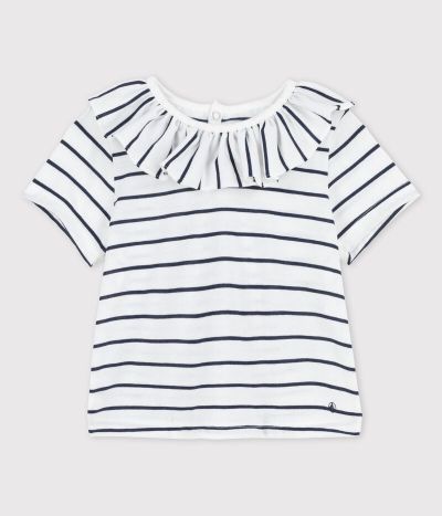 Blouse manches courtes rayée en jersey bébé