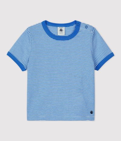 Tee-shirt manches courtes rayé milleraies en coton bio bébé