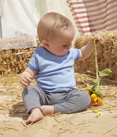 Tee-shirt manches courtes rayé milleraies en coton bio bébé