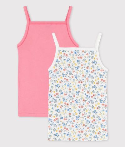 Lot de 2 chemises à bretelles fleurs petite fille en coton