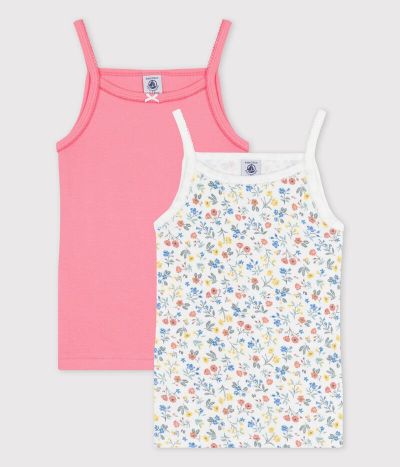 Lot de 2 chemises à bretelles fleurs petite fille en coton