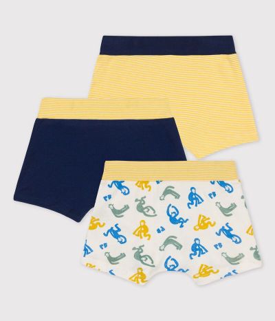 Lot de 3 boxers petit garçon singes en coton