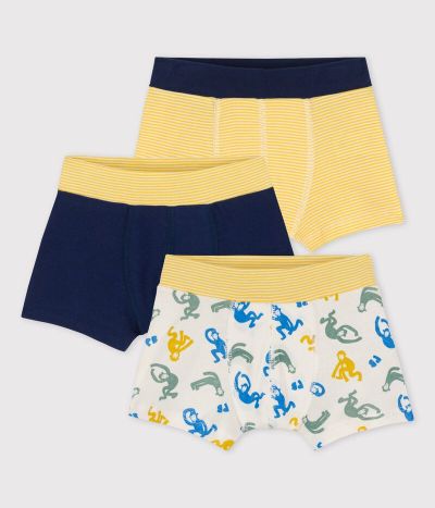 Lot de 3 boxers petit garçon singes en coton