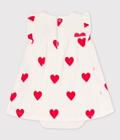 Robe body imprimée coeur en coton bio bébé