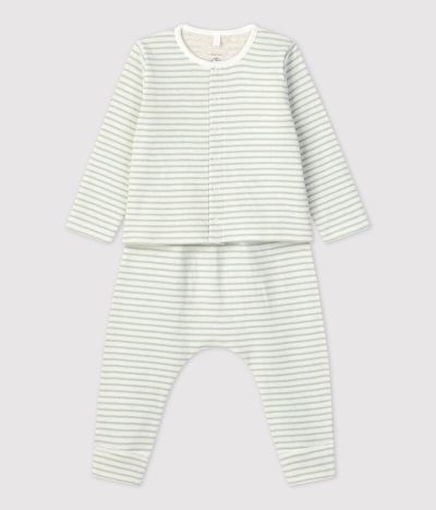 Ensemble 2 pièces rayé en tubique bio bébé