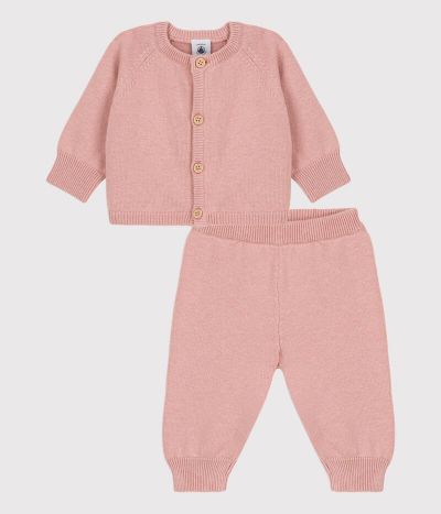 Ensemble 2 pièces bébé en tricot laine et coton