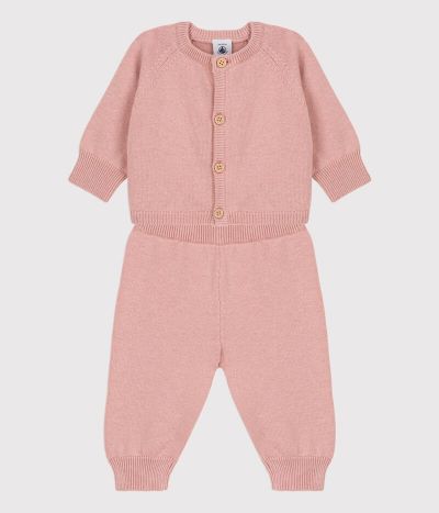 Ensemble 2 pièces bébé en tricot laine et coton