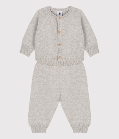 Ensemble 2 pièces bébé en tricot laine et coton