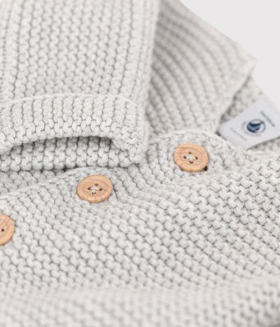 Cardigan bébé tricot point mousse en coton