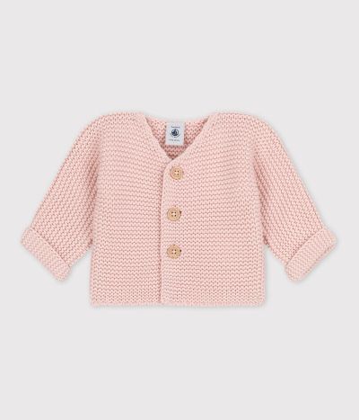 Cardigan bébé tricot point mousse en coton