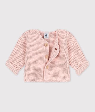 Cardigan bébé tricot point mousse en coton