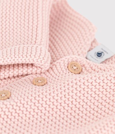 Cardigan bébé tricot point mousse en coton