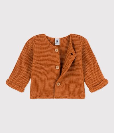 Cardigan bébé tricot point mousse en coton