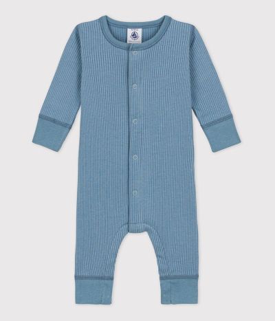 Combinaison longue bébé en maille côtelée