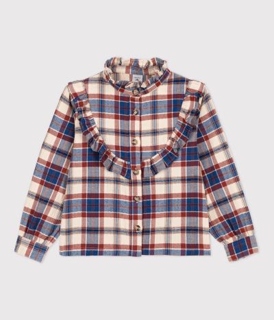 Blouse à carreaux en flanelle enfant fille