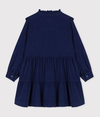 Robe manches longues en velours fin enfant fille