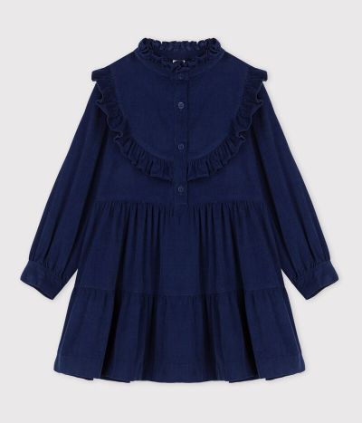 Robe manches longues en velours fin enfant fille