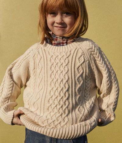 Pull irlandais en coton enfant fille / garçon