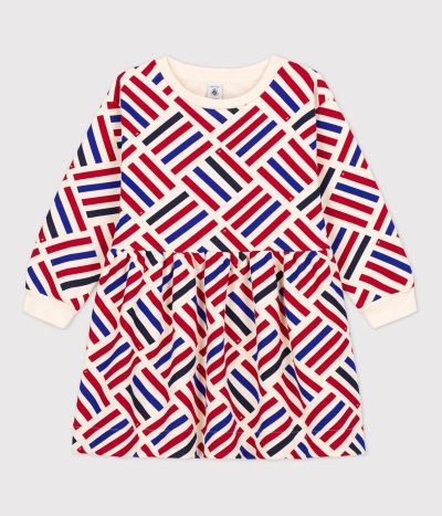 Robe manches longues imprimée en molleton enfant fille