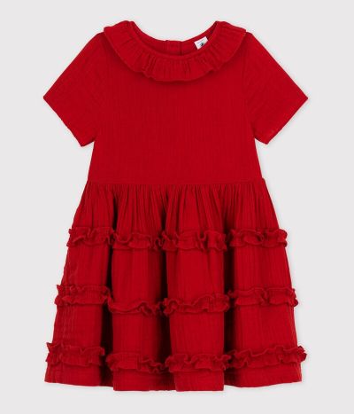 Robe manches courtes en gaze de coton enfant fille