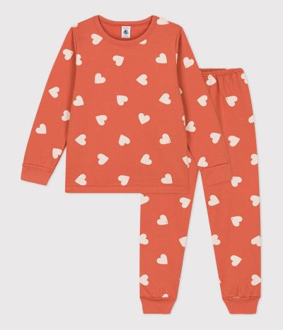 Pyjama coeur petite fille en molleton