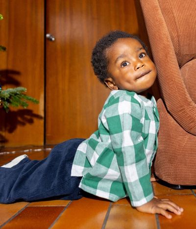 Chemise manches longues bébé à carreaux en flanelle