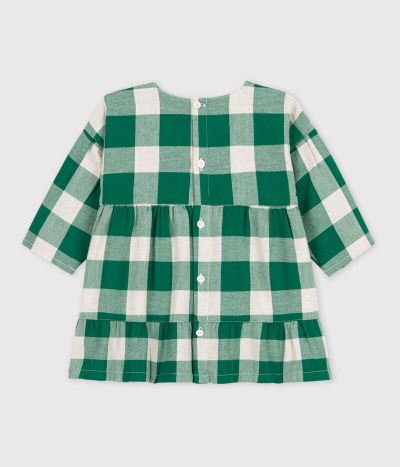 Robe manches longues bébé à carreaux en flanelle