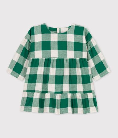 Robe manches longues bébé à carreaux en flanelle