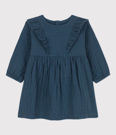 Robe manches longues bébé en gaze de coton