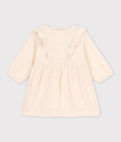 Robe manches longues bébé en gaze de coton